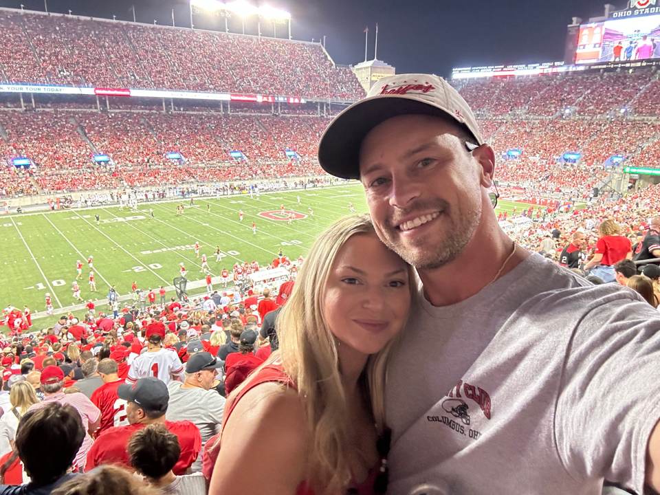 Kevin Dull and his wife at an Ohio State Buckeyes football game at Ohio Stadium in Columbus
